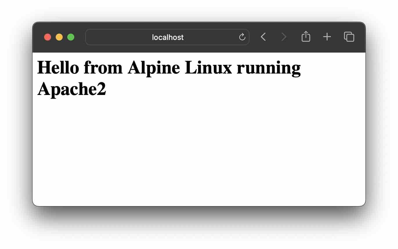 Alpine Linux running Apache2 Example